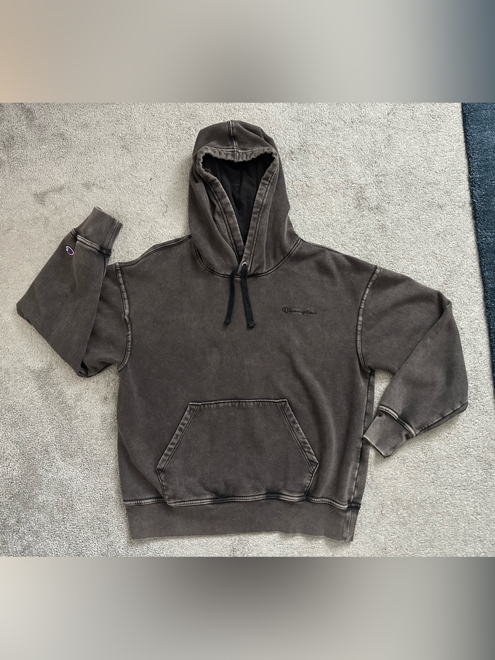 Champion Women’s Fleece Hoodie Size Medium Mineral Wash Black/Grey